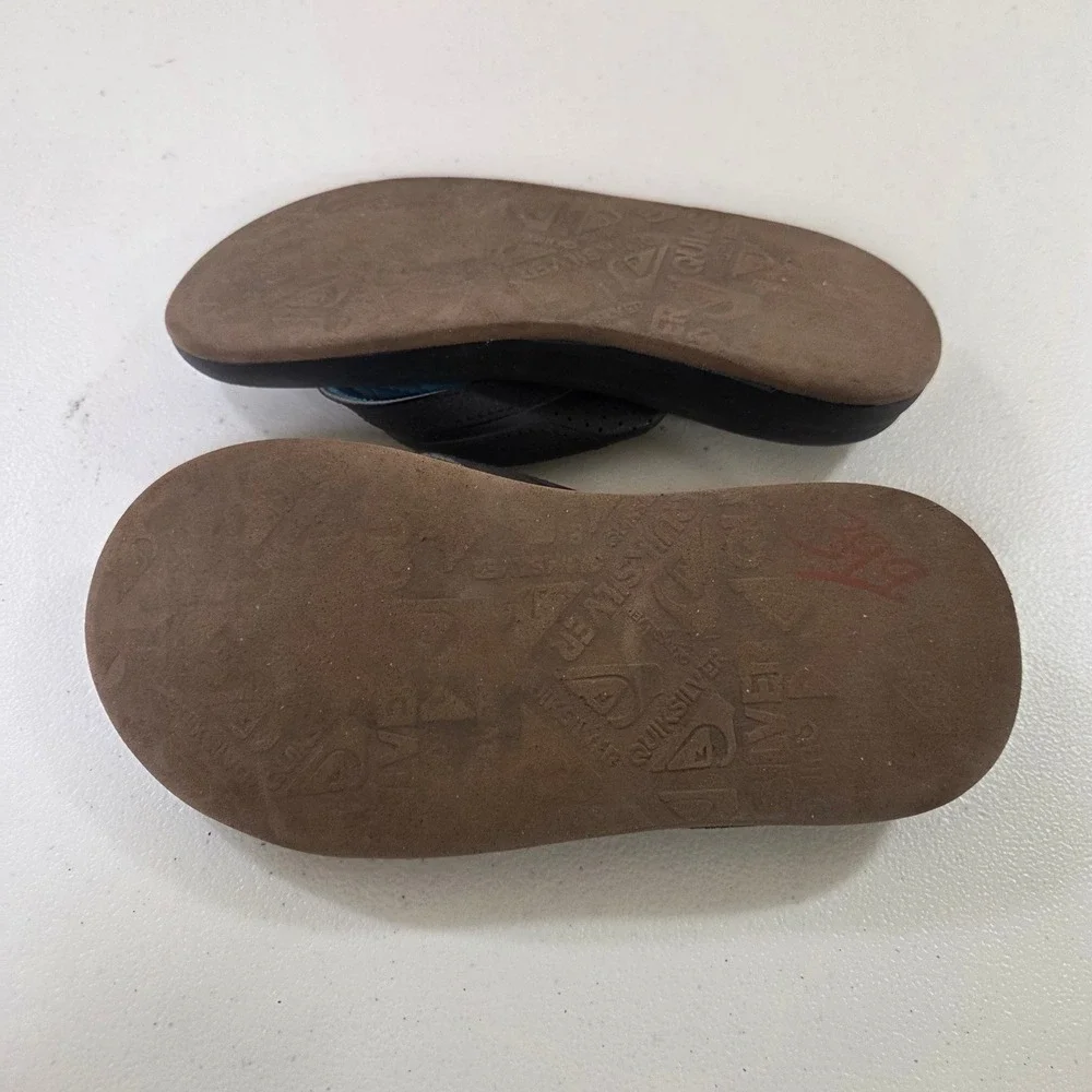 Quiksilver Hydrobound Mens Flip Flops Black Blue Thong Sandals‎ Size 7 9.5 Inch